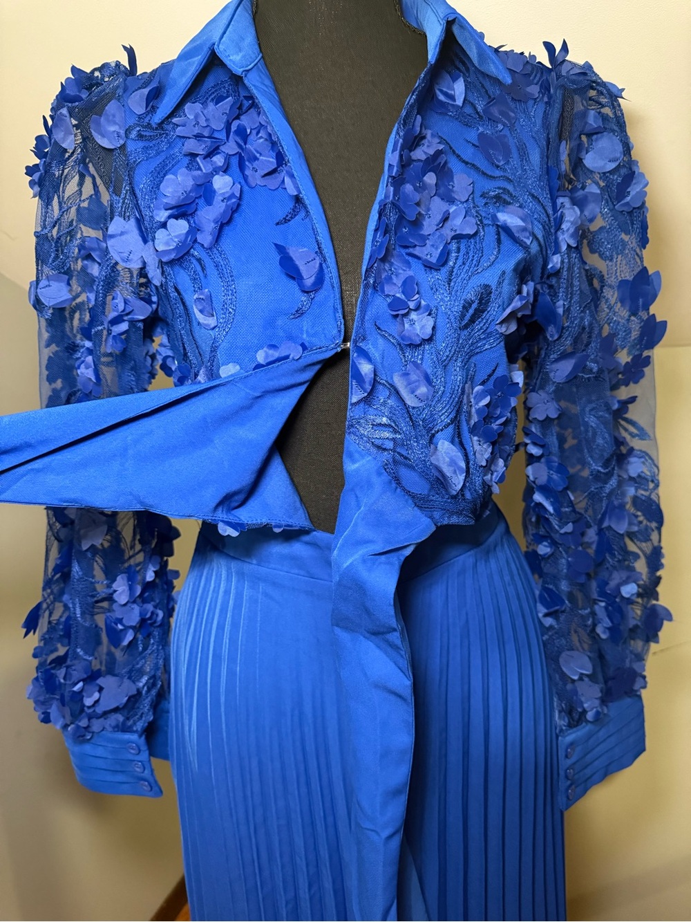 Chicme Royal Blue Pleated Wide-Leg Jumpsuit - Picture 5 of 12